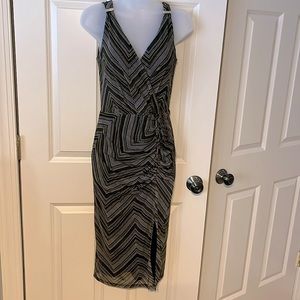 WHBM dress. Rouched detail in front. V-neck wrap with snap